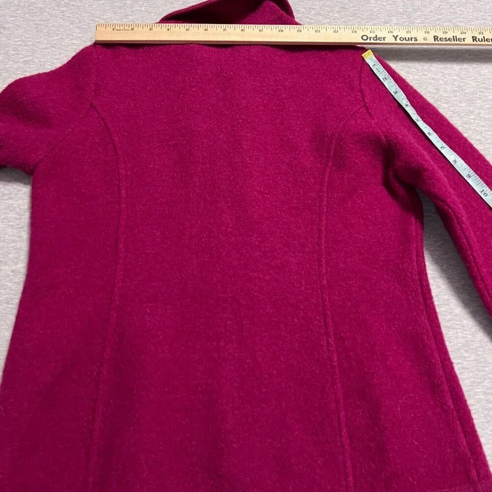 Appleseeds Cardigan Jacket Womens Small Pink Fushia Boiled Wool Cozy Prep Barbie